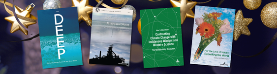 Four titles from our holiday offer on the topic of Environmental Studies on a Christmas background.